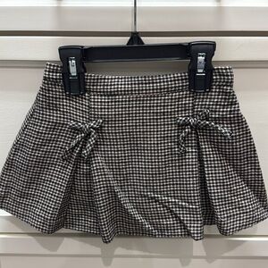 Zara Black and White Checkered Mini Skirt (shorts builtin)